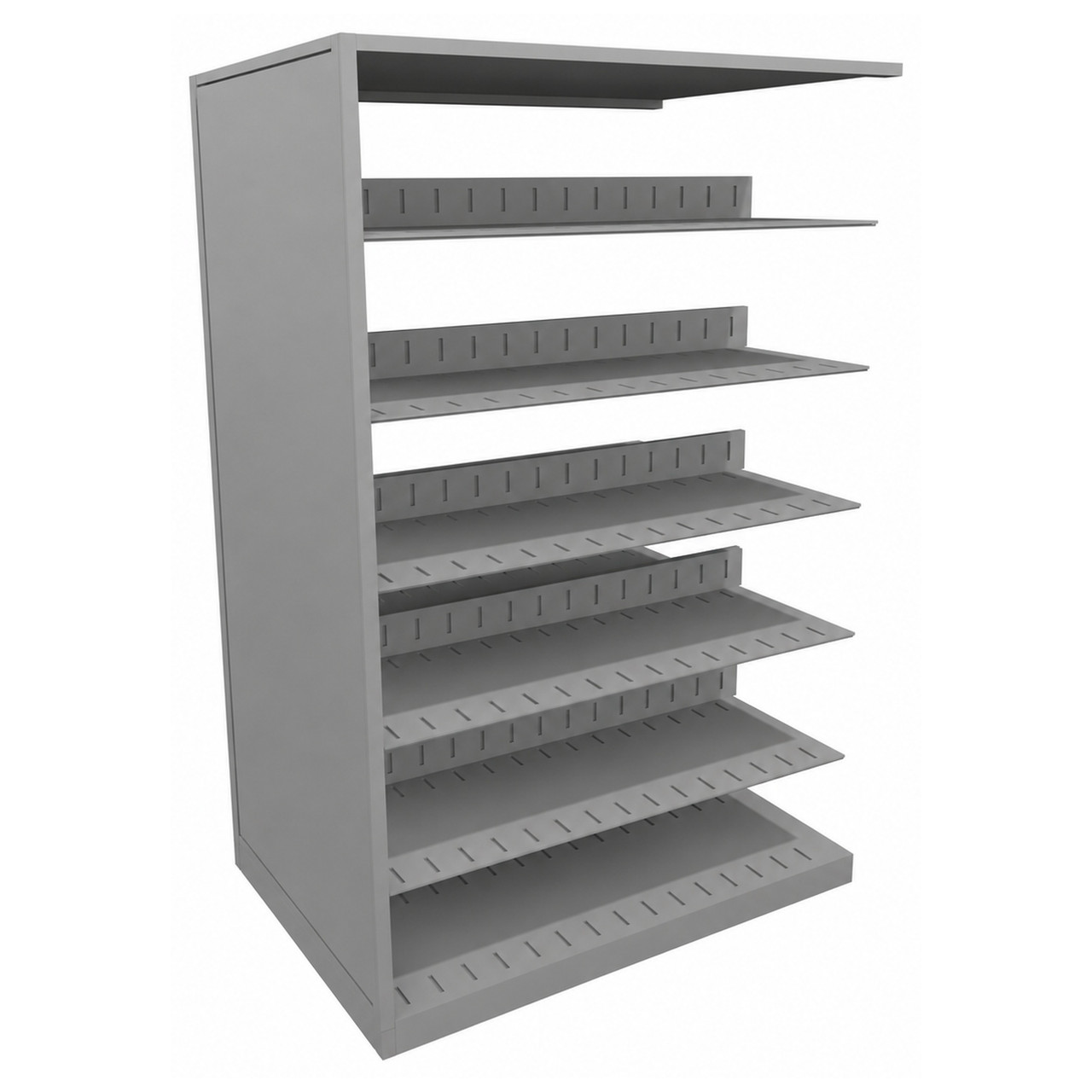 4-Post Double Entry Adder Shelving Unit - 6 Openings for small parts storage