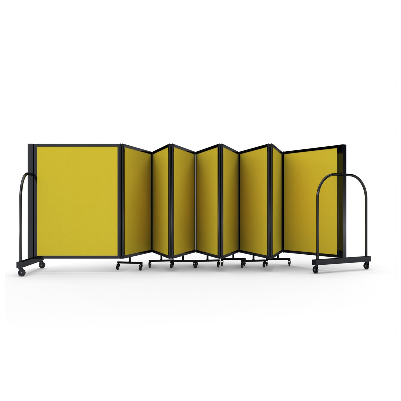 Full Motion Room Divider - 9 Panel, Black Frame, Primary Yellow Fabric