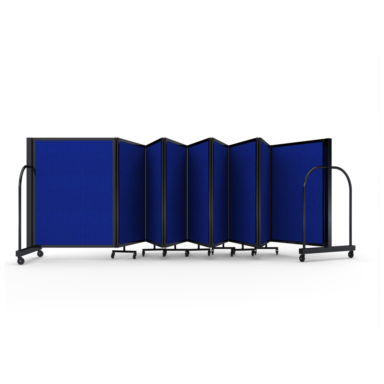 Full Motion Room Divider - 9 Panels, Royal Blue Fabric, Black Frame