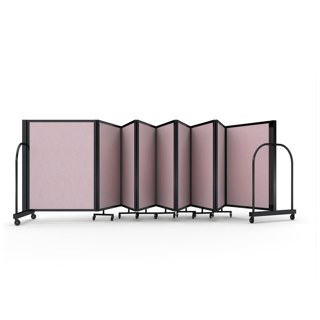 Full Motion Room Divider - 9 Panel, Raspberry Mist Vinyl, Black Frame