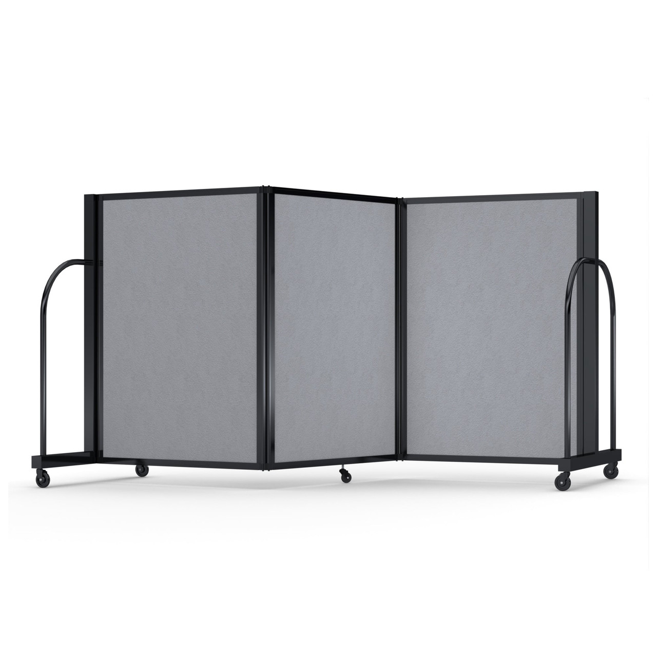 Full Motion Room Divider - 3 Panel, Black Frame, Granite Vinyl