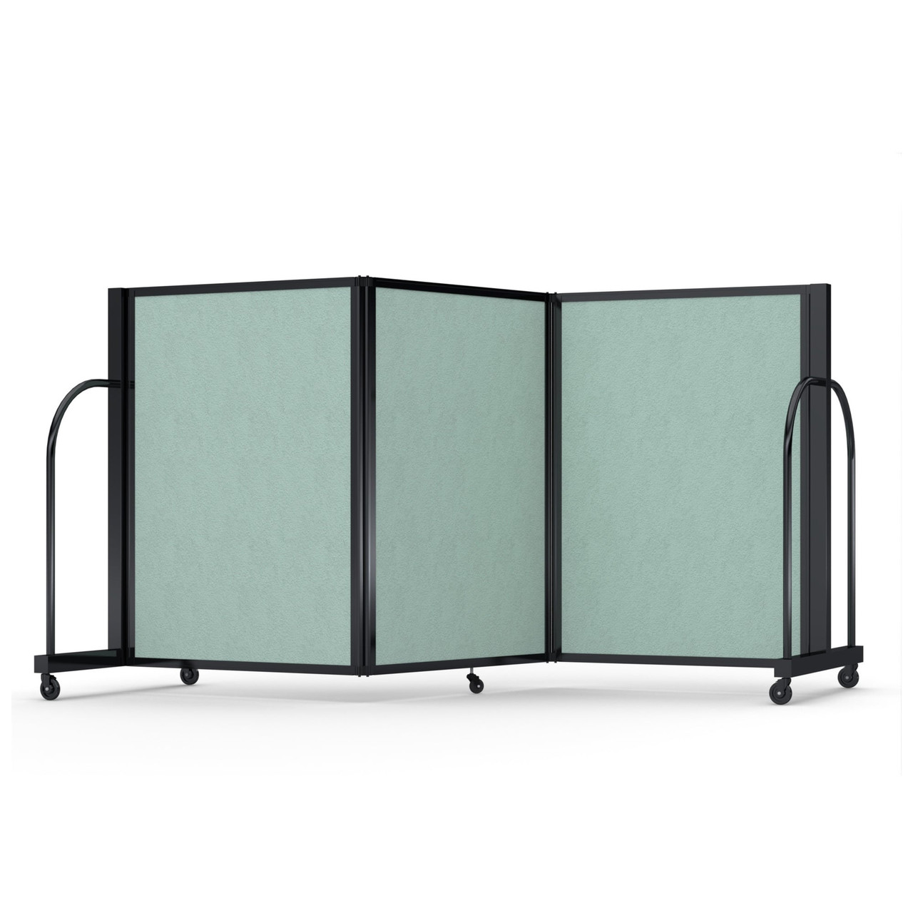 Full Motion Room Divider '103 inch Wide - 3 Panel, Black Frame, Mint Vinyl