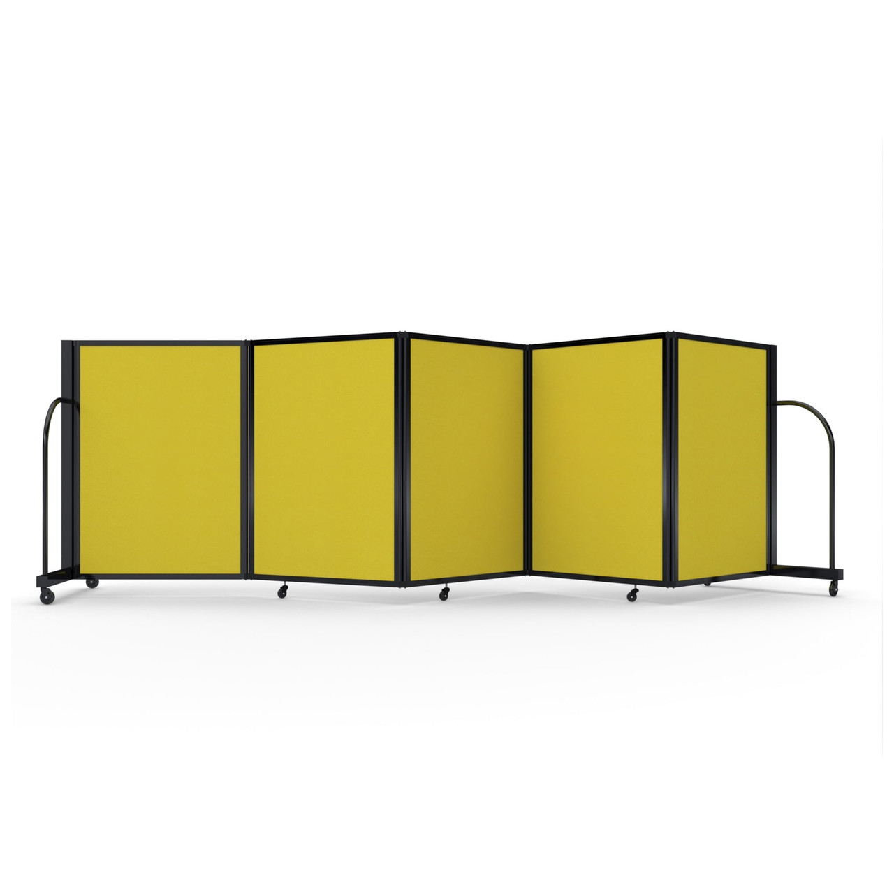 Full Motion Room Divider ' - 5 Panel, Black Frame, Primary Yellow Fabric for storage