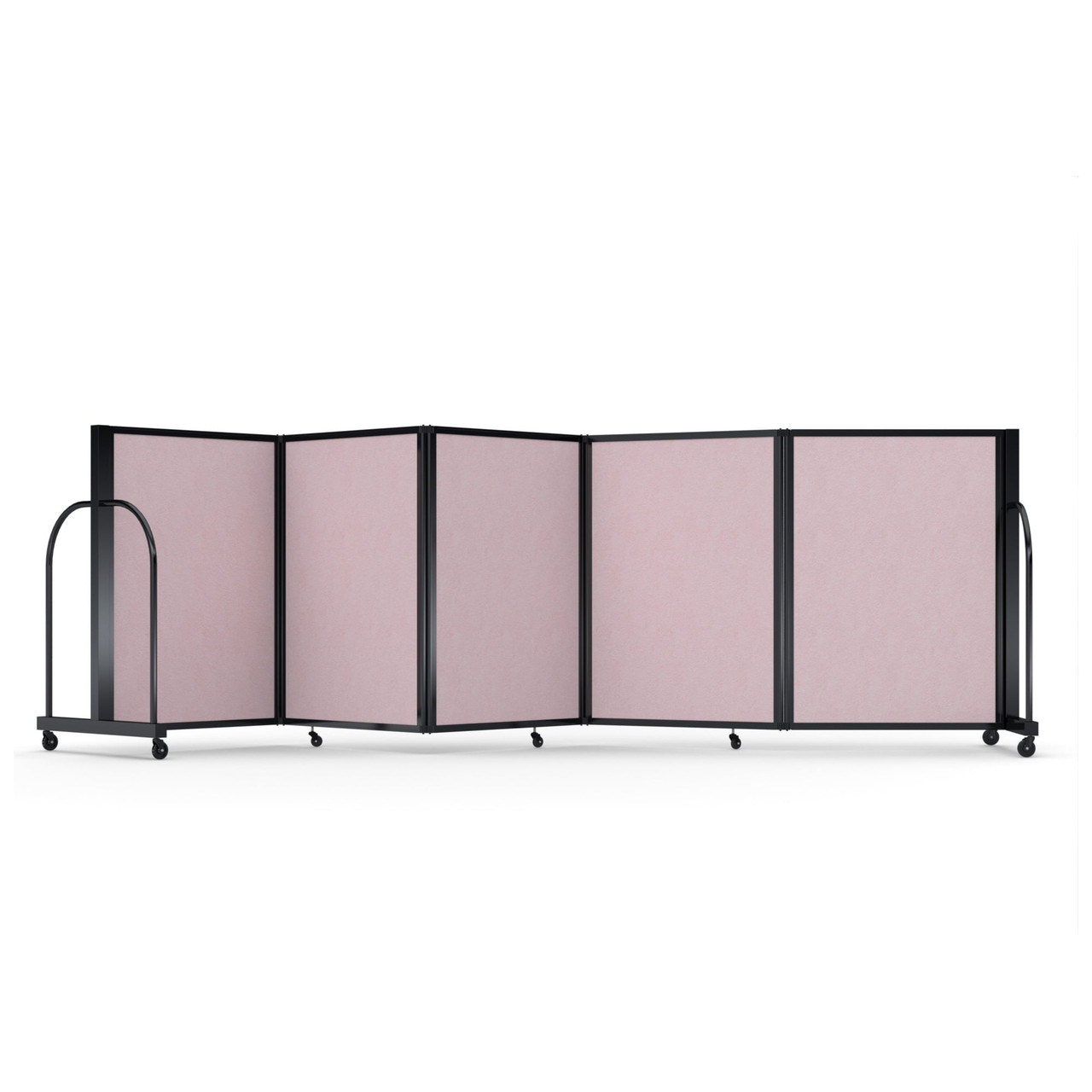 Full Motion Room Divider ' - 5 Panel, Raspberry Mist Vinyl, Black Frame