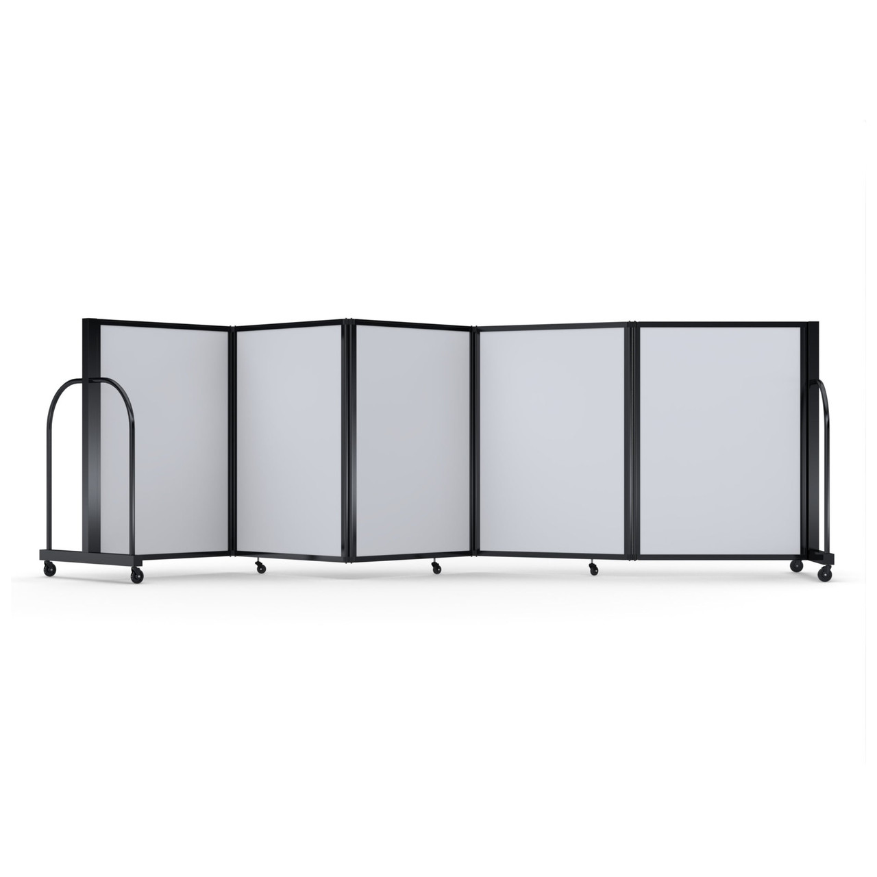 Full Motion Room Divider ' - 5 Panel, Black Frame, Ice Vinyl