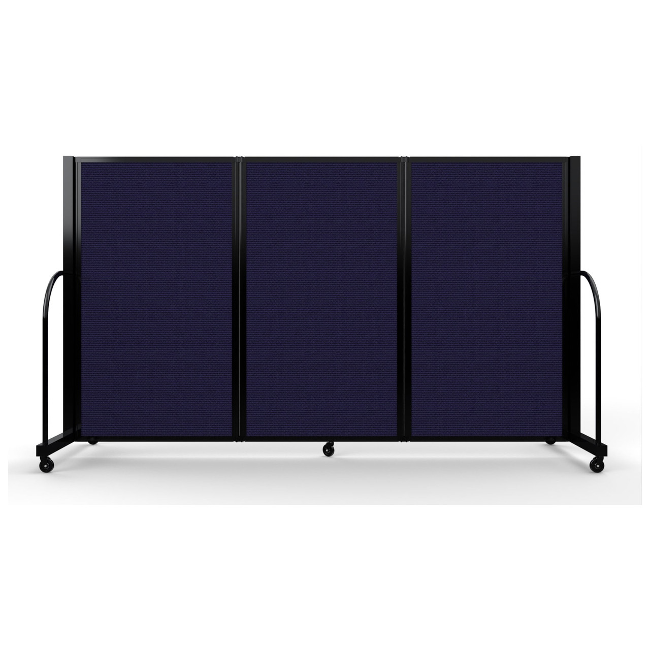 Full Motion Room Divider - 3 Panel, Fabric, Navy / Black Frame