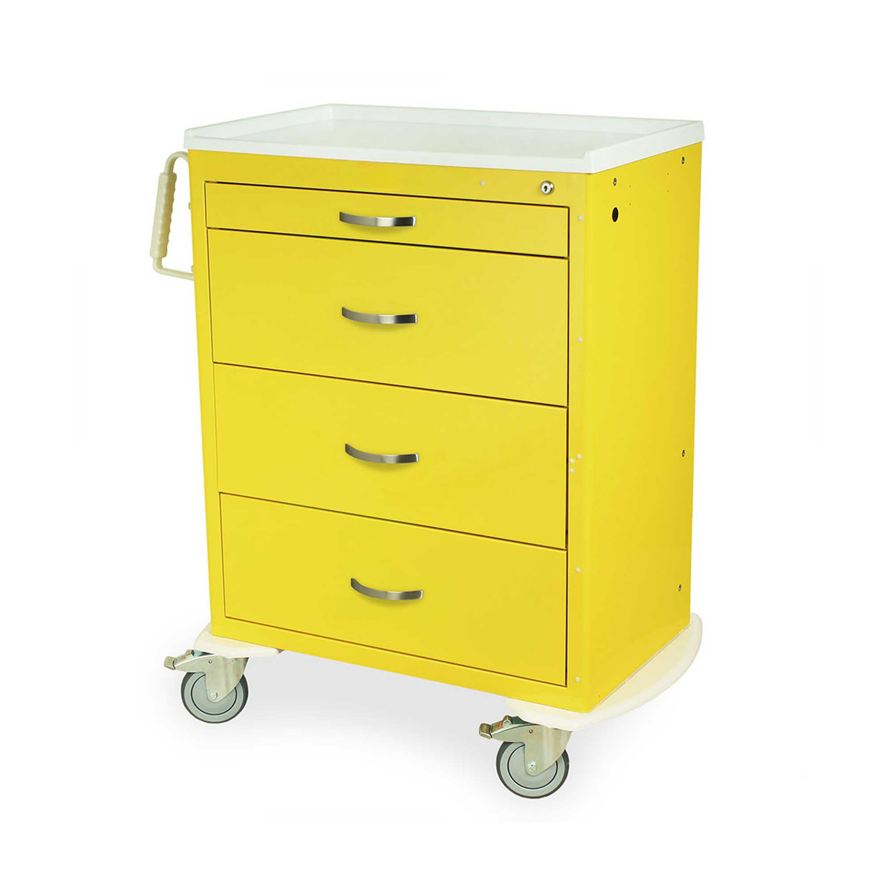 4-Drawer Steel Isolation Cart with Key Lock and Antimicrobial Top, 37.5" W x 22" D x 42.75" H
