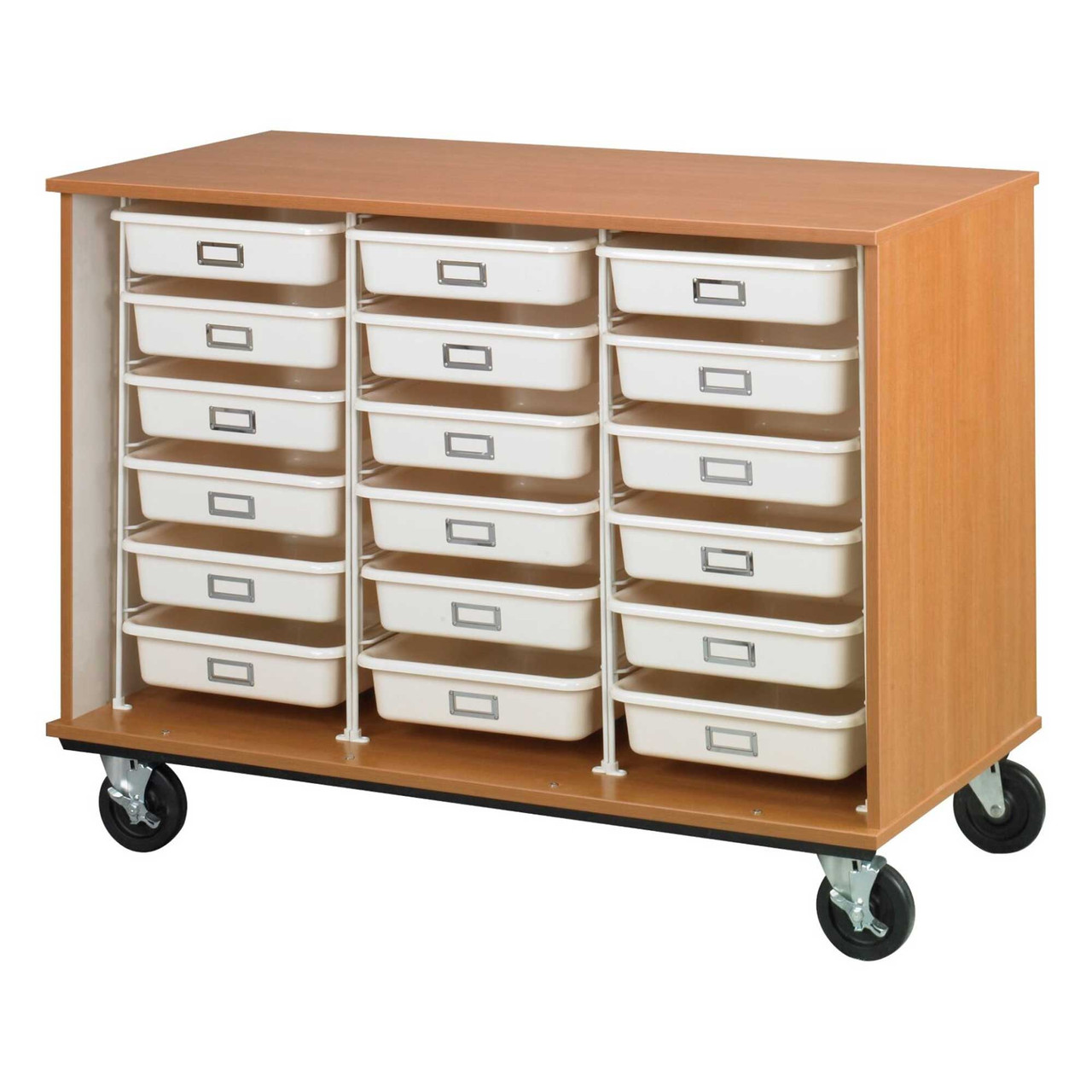 36 inch Mobile Open Tray Storage Cabinet with 18 Trays