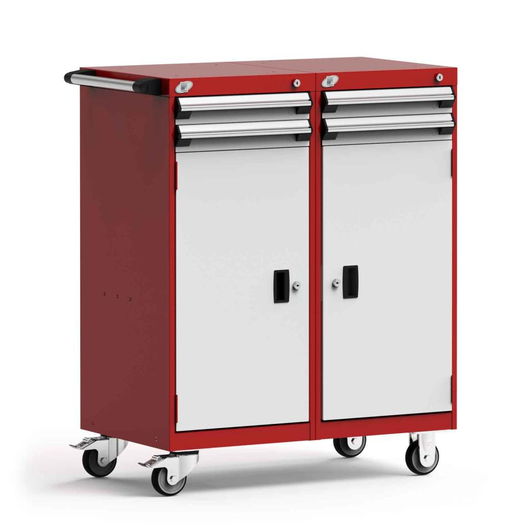 4-Drawer Double-Bank Compact Mobile Cabinet 36'' W - SMS-L3BEG-4033L3