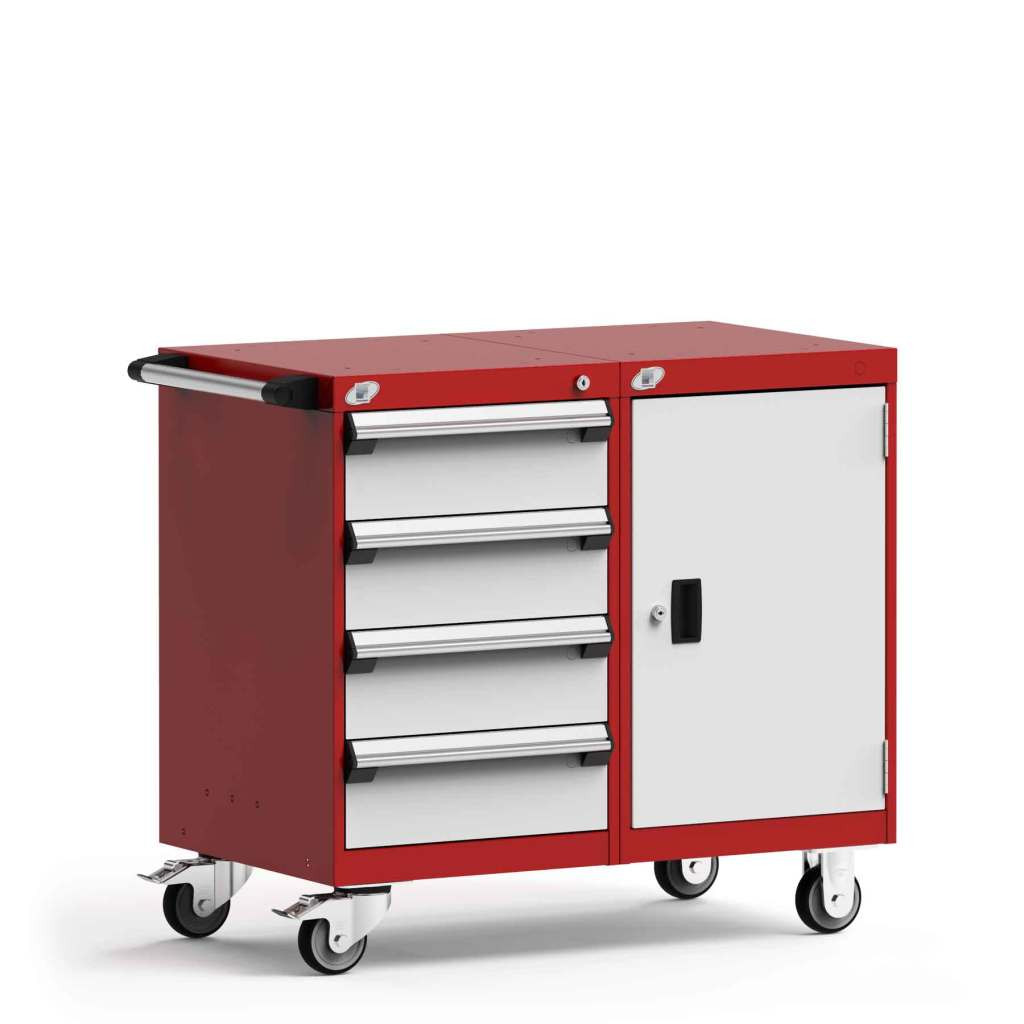 4-Drawer Double-Bank Compact Mobile Cabinet 36'' W - SMS-L3BEG-2823L3