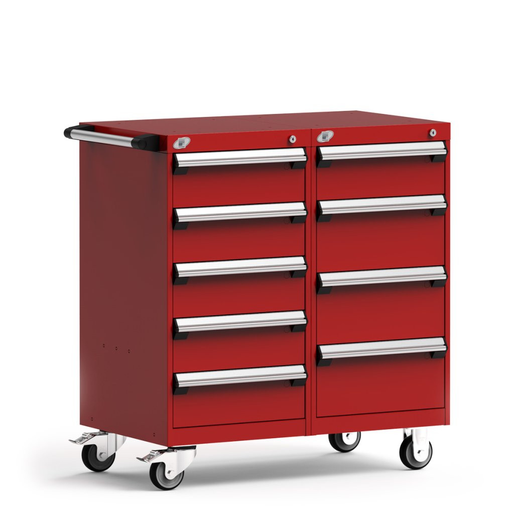 9-Drawer Double-Bank Compact Mobile Cabinet 36'' W - SMS-L3BEG-3434L3