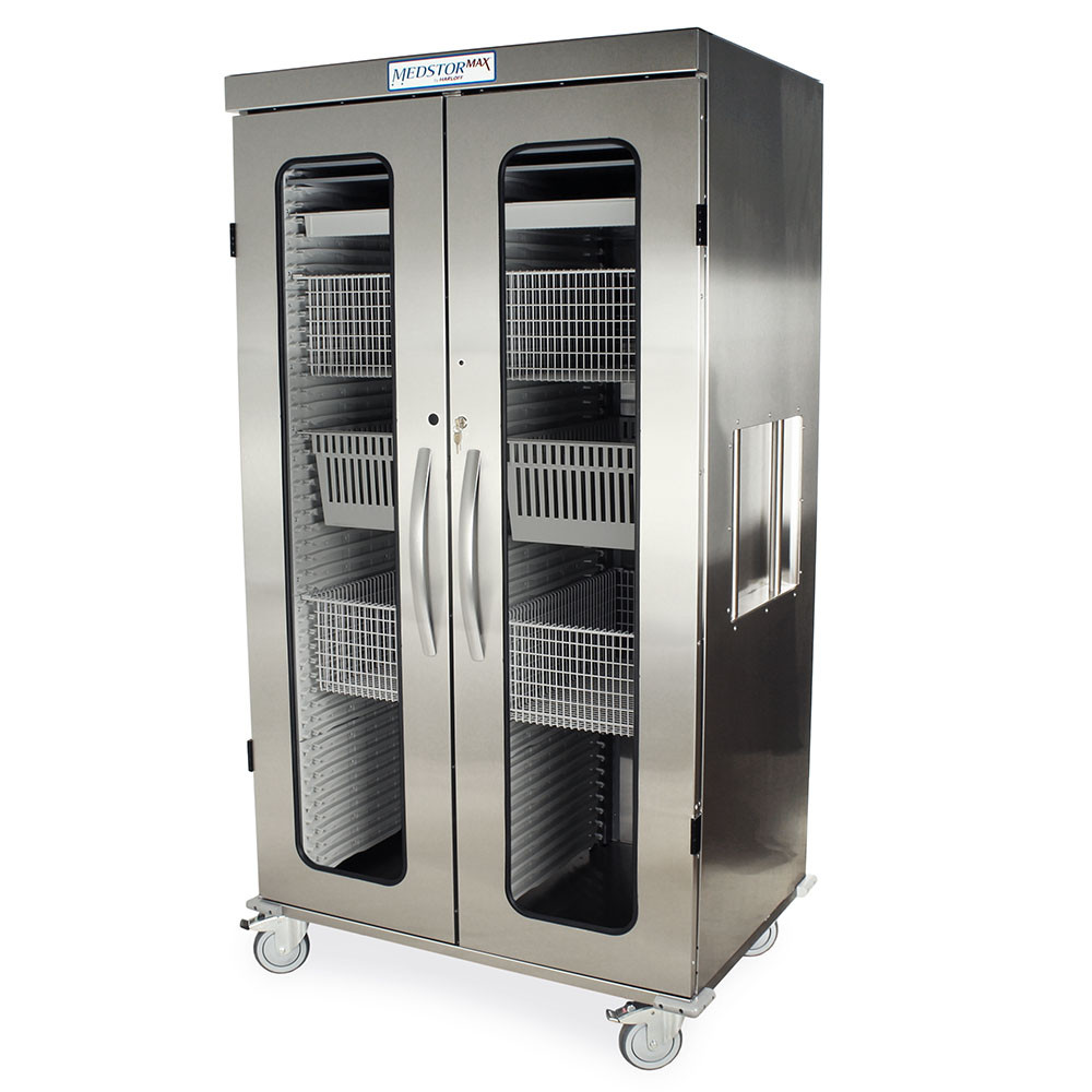 Stainless Steel Double Column Medical Cabinet with Modular Storage, 42" W x 29.6" D x 76" H