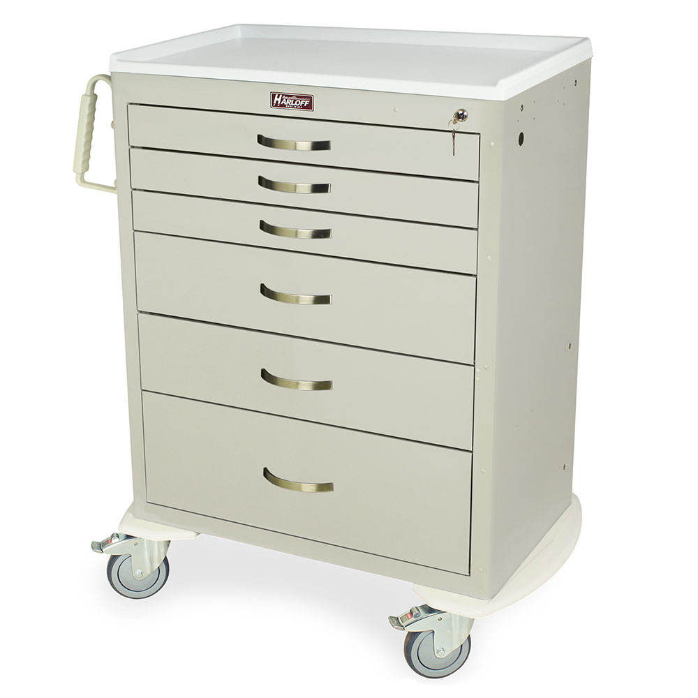 6-Drawer Standard Steel Anesthesia Cart With Key Lock And Quiet Casters, 37.5" W x 22" D x 42.75" H