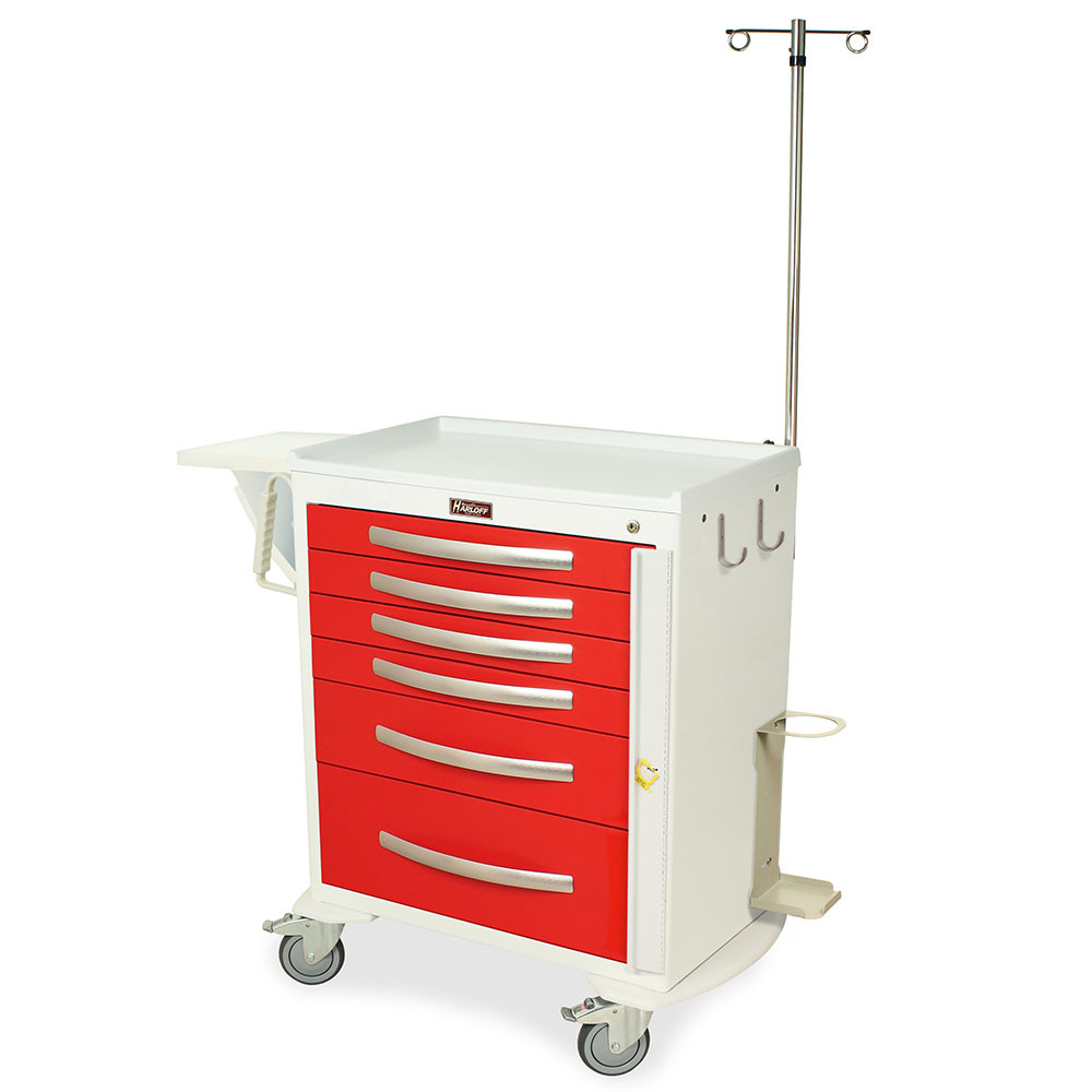 6-Drawer Emergency Crash Cart, 36.75" W x 22" D x 40.5" H, Breakaway Lock