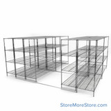 High Density Wire Shelving, 144" W x 144" D x 77" H, 8 Shelves, 18" Shelf Depth