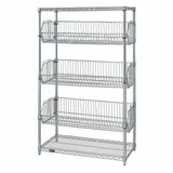 Wire Basket Storage Shelves, 48" W x 18" D x 63" H