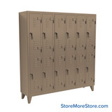 Industrial Lockers, 74" W x 18" D x 78" H, 6 Columns, 2 Tiers