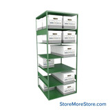 Box Storage Shelves, 30" W x 32" D x 76" H, Double Sided, 7 shelves