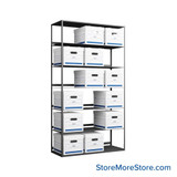 Box Storage Shelves, 42" W x 16" D x 76" H, Single Sided, 7 shelves