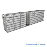 Sliding Box Shelving Storage Systems, 340" W x 53" D x 93.75" H, 8 Stationary Rows, 42" Shelf Width, 2 Moveable Rows