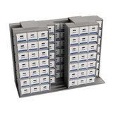 Sliding Box Shelving Storage Systems, 130" W x 53" D x 93.75" H, 3 Stationary Rows, 42" Shelf Width, 2 Moveable Rows