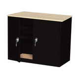 Counter High Metal Storage Cabinet, 36" W x 43" H, Plastic Cabinet Top, 1 Fixed/ 1 Adjustable Shelv