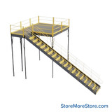Warehouse Mezzanine, 120" W x 120" D x 144" H, Anti-Skid Tuffdeck, IBC Approved Stairway