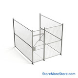 Wire Security Cage, 102" W x 124" D x 101.25" H, 3 Side, 3" Hinged Door