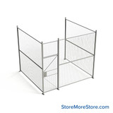 Wire Security Cage, 138" W x 124" D x 125.25" H, 3 Side, 3" Hinged Door