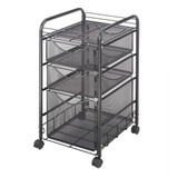 Rolling Mesh File Cart with Three Drawers for Files and Supplies