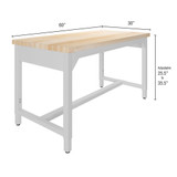 Fabrication Lab Workbench, 60" Wide, 60" Butcher Block