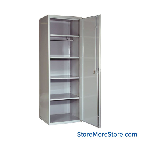 Security Locker, 22" W x 24" D x 72" H, Solid Door, 3 Adjustable Shelfs, Key Lock