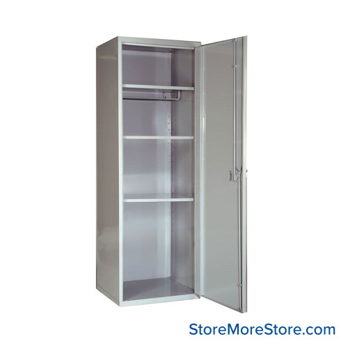 Security Locker, 22" W x 18" D x 72" H, Solid Door, 2 Adjustable Shelfs, Padlock Hasp