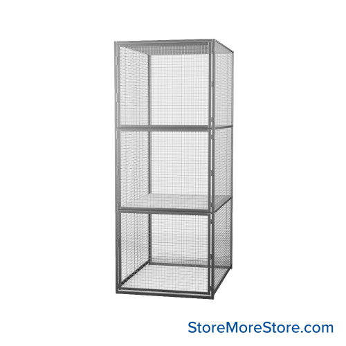 Condo Storage Locker, 36" W x 48" D x 90" H, Front & Side Panels (No Top & Back), 3 Storage Levels, No Bottom Shelf