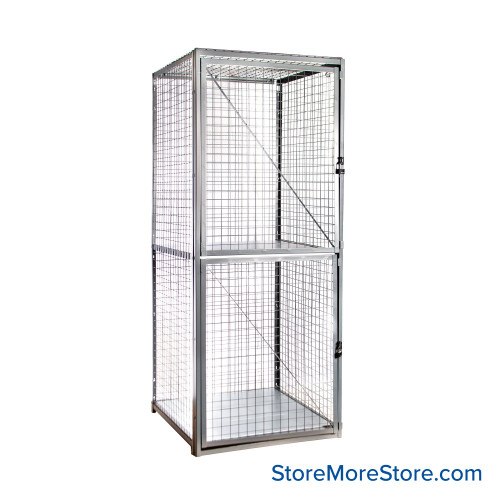 Condo Storage Locker, 48" W x 48" D x 90" H, Front, Back, Side, & Top Panels, 2 Storage Levels, Yes Bottom Shelf