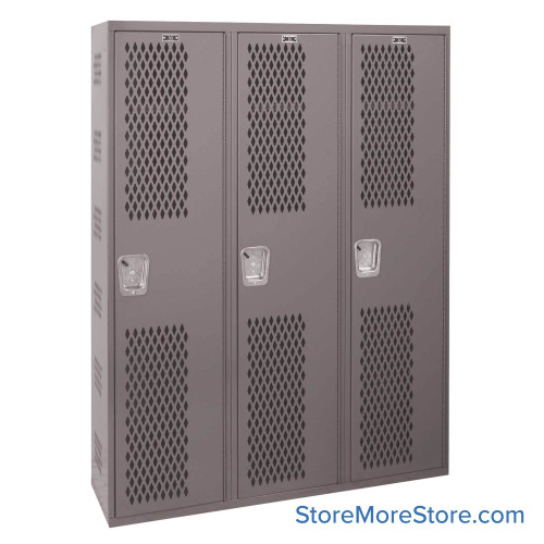 Ventilated Locker, 54" W x 18" D x 72" H, 3 Columns, 1 Tier
