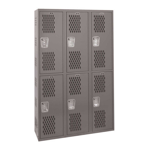 Ventilated Locker, 54" W x 18" D x 72" H, 3 Columns, 2 Tiers