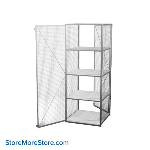 Wire Storage Locker, 30" W x 30" D x 79.5" H, 1 Front Door, 1 Rear Door, 4 Shelves, Assembled