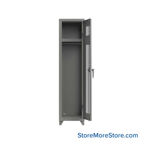 Heavy Duty Lockers, 18" W x 18" D x 75" H, 1 Column, 1 Tier, Ventilated Door, Padlock Hasp