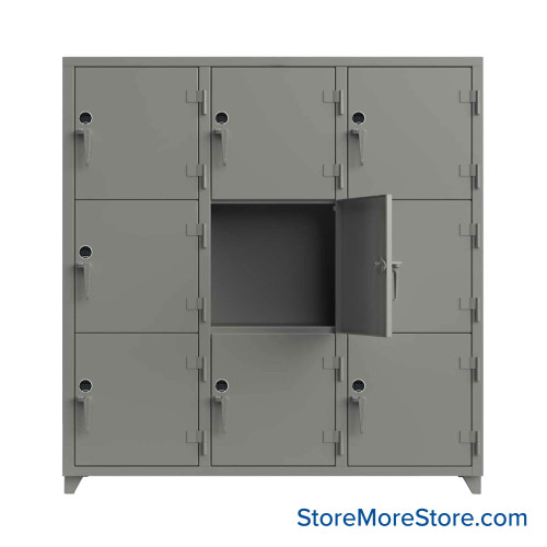 Heavy Duty Lockers, 72" W x 24" D x 75" H, 3 Columns, 3 Tiers, Solid Door, Digital Lock