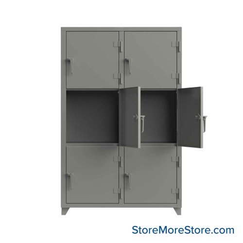 Heavy Duty Lockers, 48" W x 24" D x 75" H, 2 Columns, 3 Tiers, Solid Door, Padlock Hasp