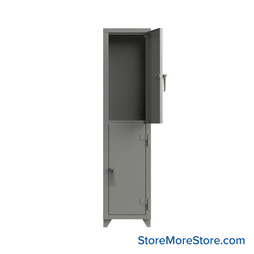 Heavy Duty Lockers, 18" W x 18" D x 75" H, 1 Column, 2 Tiers, Solid Door, Padlock Hasp