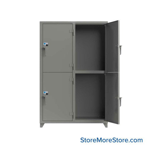 Heavy Duty Lockers, 48" W x 24" D x 75" H, 2 Columns, 2 Tiers, Solid Door, Advanced Digital Lock