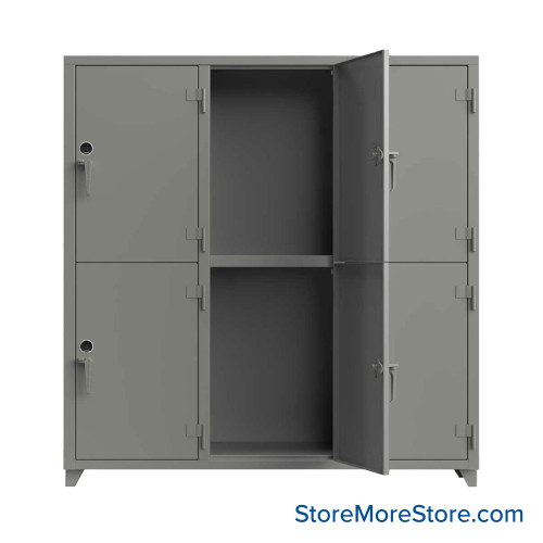 Heavy Duty Lockers, 72" W x 24" D x 75" H, 3 Columns, 2 Tiers, Solid Door, Digital Lock