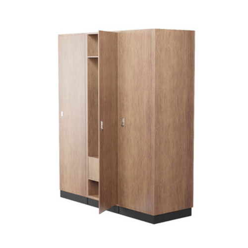 Fire Station Lockers, 72'' W x 24'' D x 80'' H, Wood, Keylock, 1 End Panel