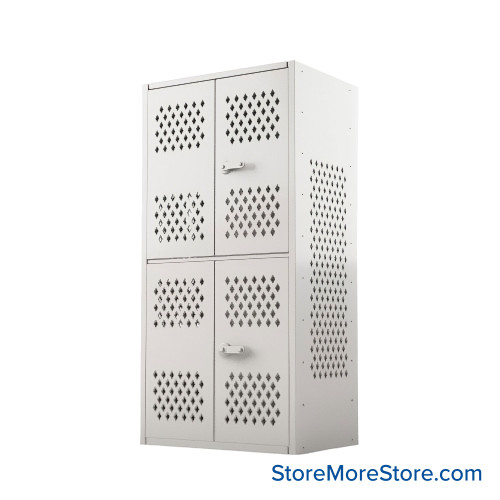 Gear Locker, 36'' W x 24'' D x 72'' H, 2 Tiers, Louver Door, Solid Side