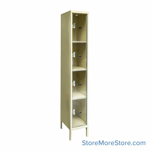 Transparent Locker, 12" W x 12" D x 78" H, 1 Column, 4 Tiers, Combination Lock, Unassembled