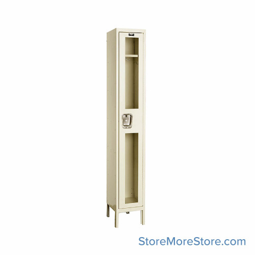 See Through Lockers, 12" W x 15" D x 78" H, 1 Column, 1 Tier, Combination Lock, Assembled