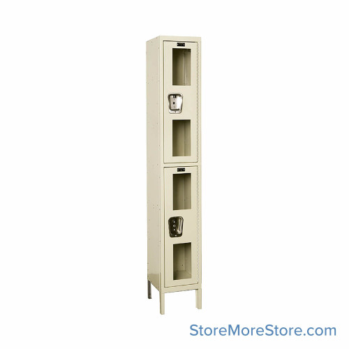 See Through Lockers, 12" W x 12" D x 78" H, 1 Column, 2 Tiers, Padlock Hasp, Assembled