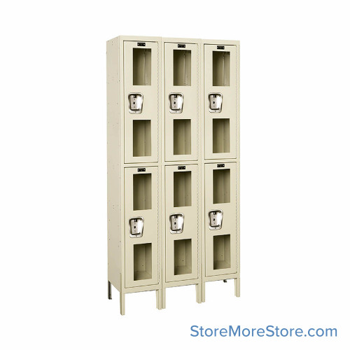 See Through Lockers, 36" W x 12" D x 78" H, 3 Columns, 2 Tiers, Combination Lock, Assembled
